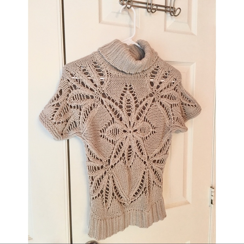 Brand New Mock-Neck Crochet Sweater Top